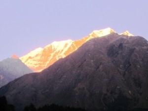 Alpenglow on the Annapurna range