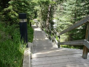 Steps down to the Bow River