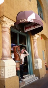 A classic cigar store complete with wooden Indian